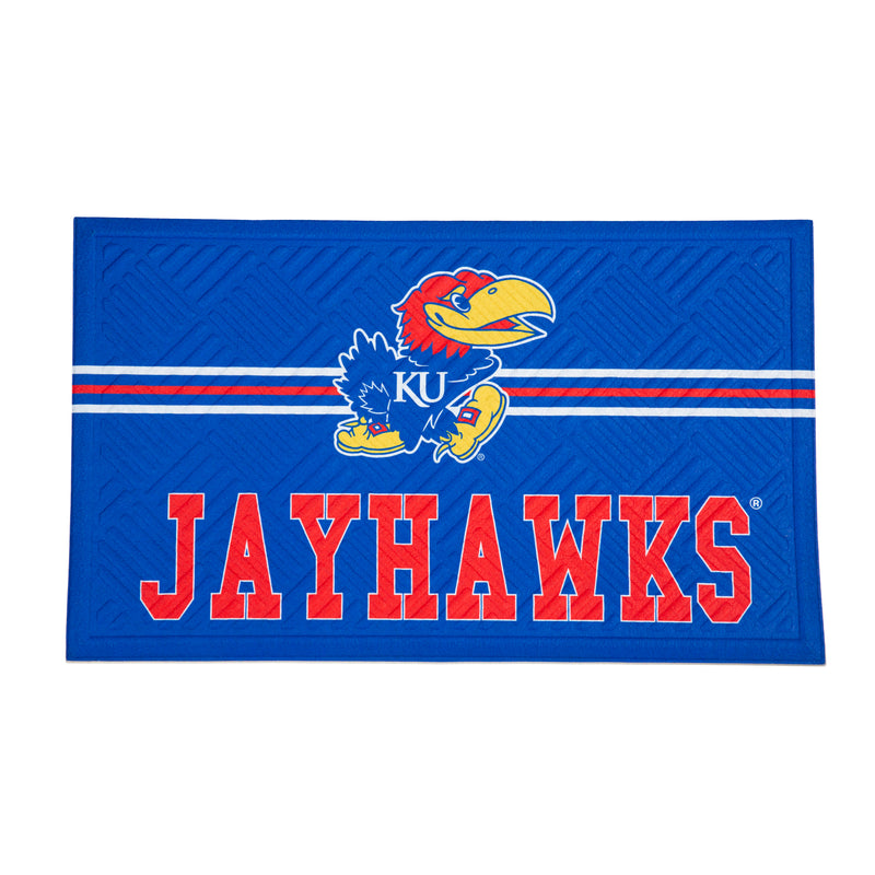 Evergreen Floormat,Embossed Mat, Cross Hatch, University of Kansas,0.25x30x18 Inches