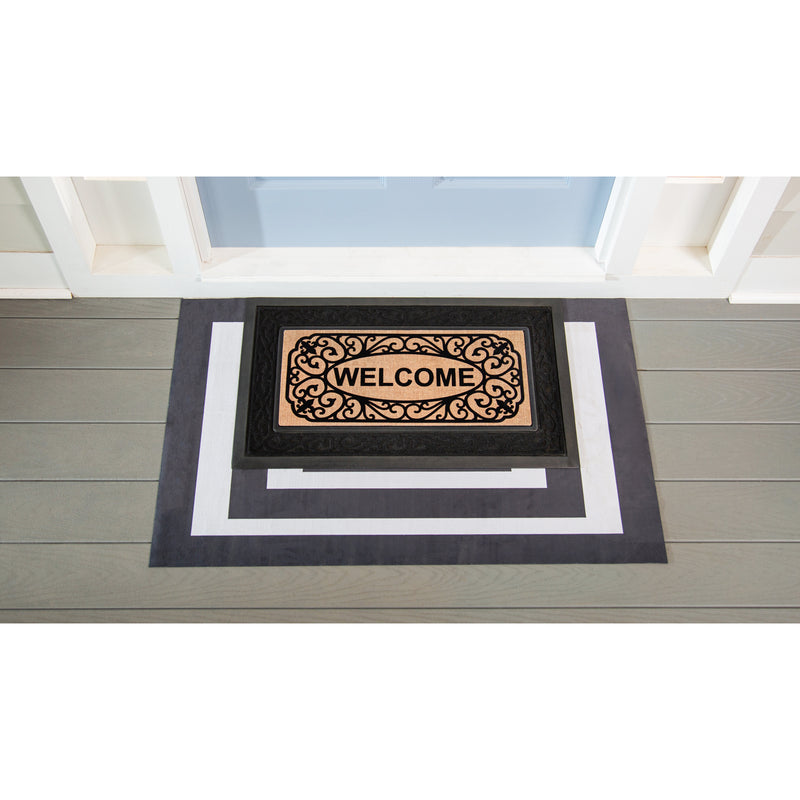Evergreen Floormat,Black and White Frame Layering Mat,26.5x42x0.08 Inches