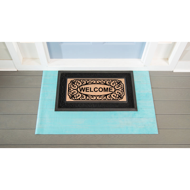 Evergreen Floormat,Blue Wood Plank Layering Mat,26.5x42x0.08 Inches