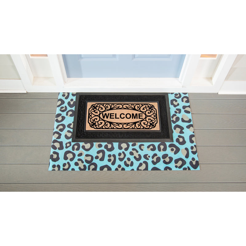 Evergreen Floormat,Blue Animal Print Layering Mat,26.5x42x0.08 Inches