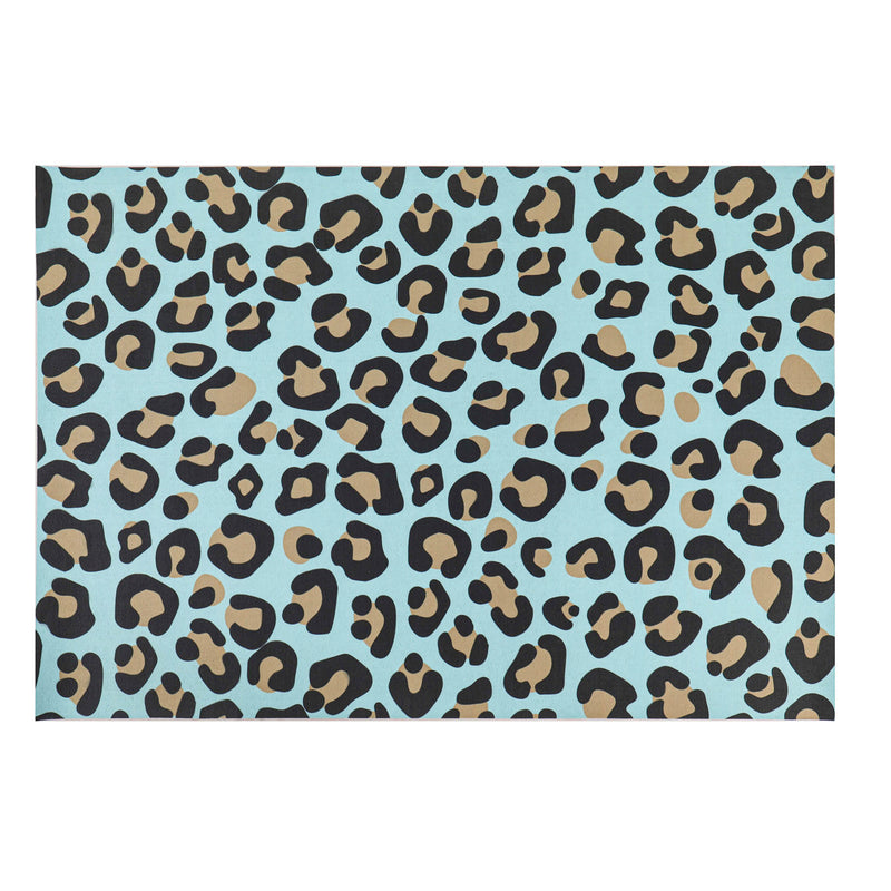 Evergreen Floormat,Blue Animal Print Layering Mat,26.5x42x0.08 Inches