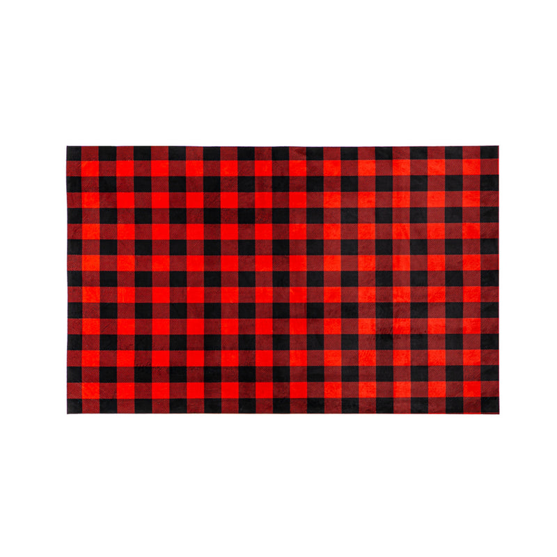 Evergreen Floormat,Red and Black Buffalo Check Layering Mat,42x0.08x26.5 Inches