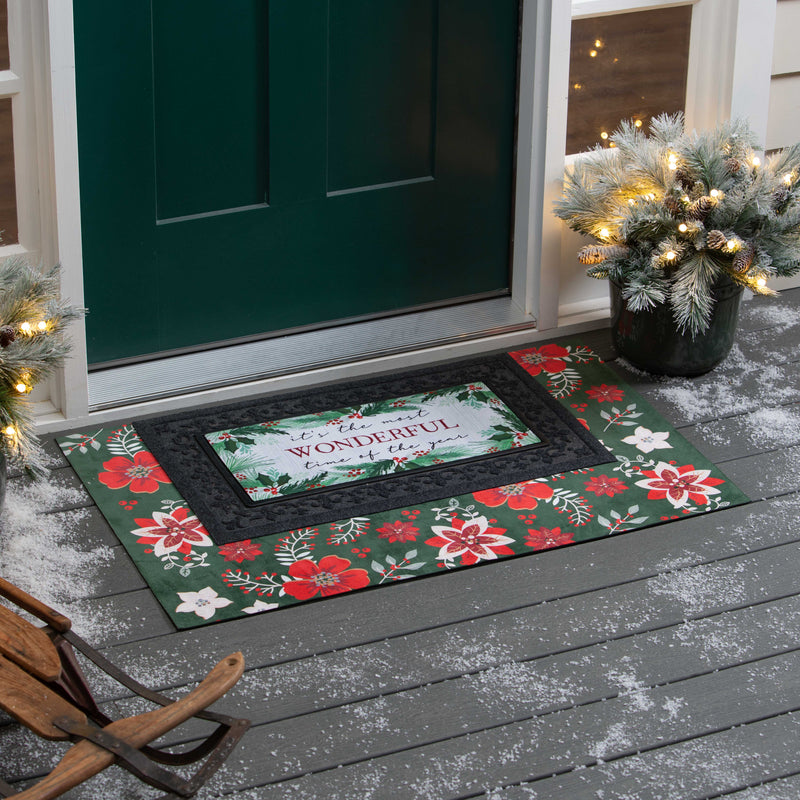 Evergreen Floormat,Holiday Cottage Layering Mat,42x0.08x26.5 Inches