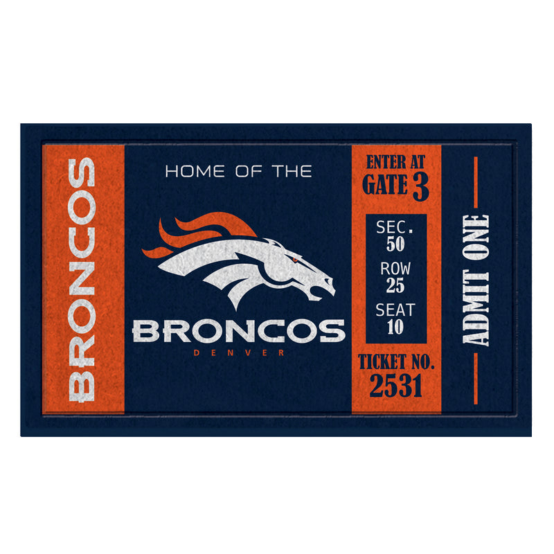 Evergreen Floormat,Turf Mat, Denver Broncos,30x18x0.47 Inches