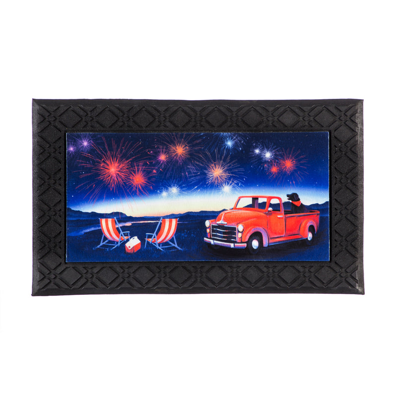 Evergreen Floormat,Festive Fireworks LED Music Mat,18x0.5x30 Inches