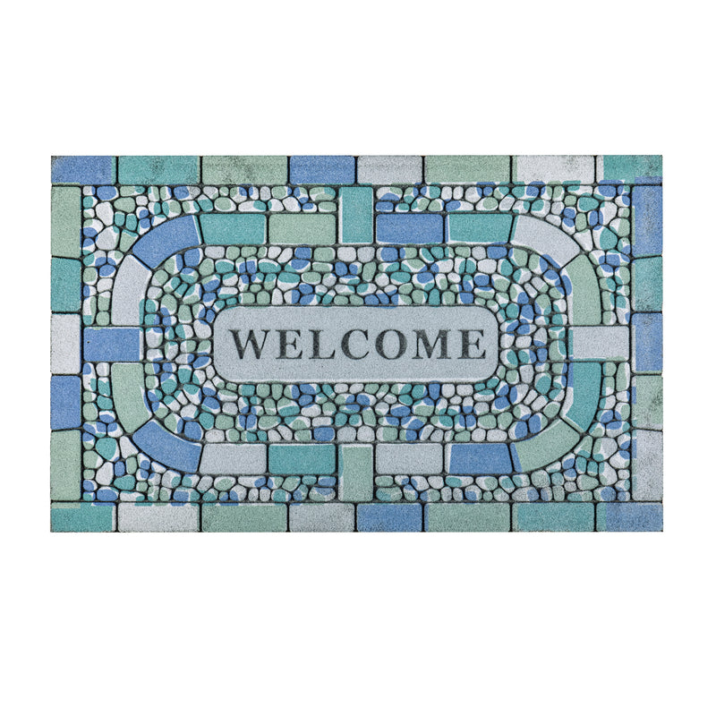 Evergreen Floormat,Sea Glass Flocked Floor Mat,30x0.5x18 Inches