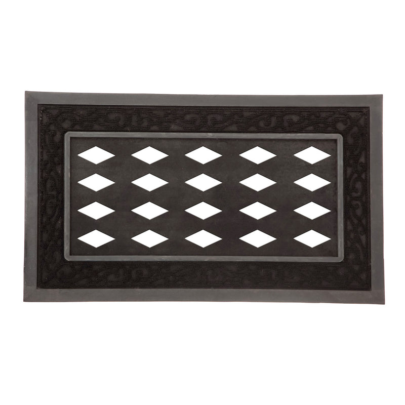 Evergreen Floormat,Black Scroll Sassafras Mat Tray,18x0.2x30 Inches