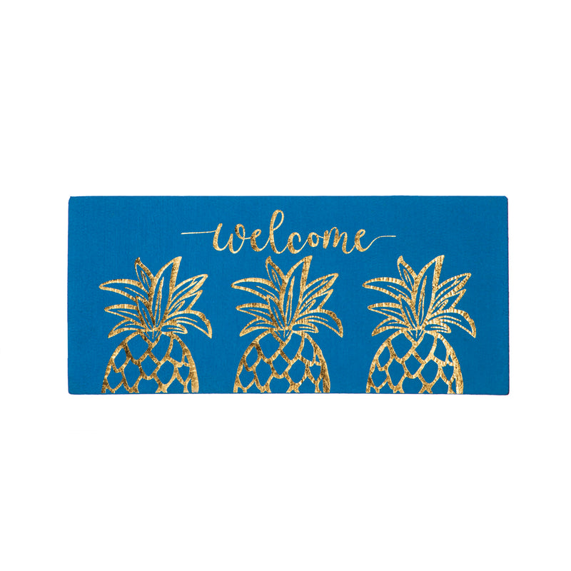 Gold Pineapple Welcome Sassafras Switch Mat - 22 x 1 x 10 Inches
