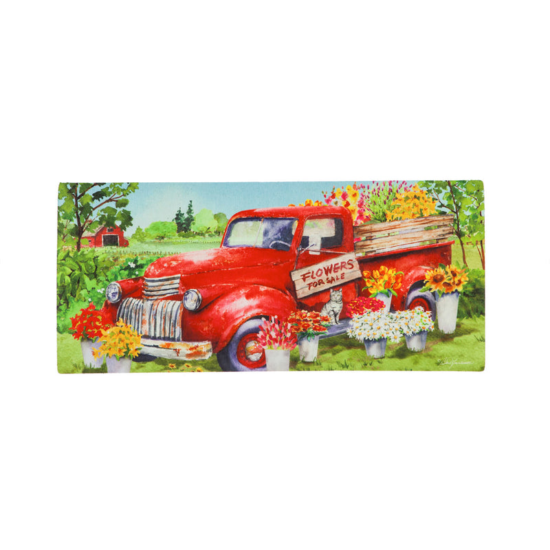 Evergreen Floormat,Red Flower Truck Sassafras Switch Mat,22x10x0.2 Inches