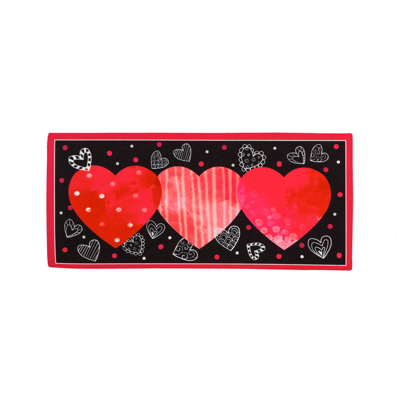 Evergreen Floormat,Valentine's Heart Trio Sassafras Switch Mat,22x10x0.2 Inches
