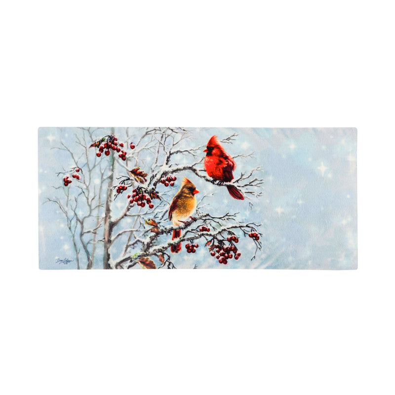 Evergreen Flag Beautiful Christmas Winter Cardinals Sassafras Switch Doormat - 22 x 1 x 10 Inches Fade and Weather Resistant Outdoor Floor Mat for Homes, Yards and Gardens