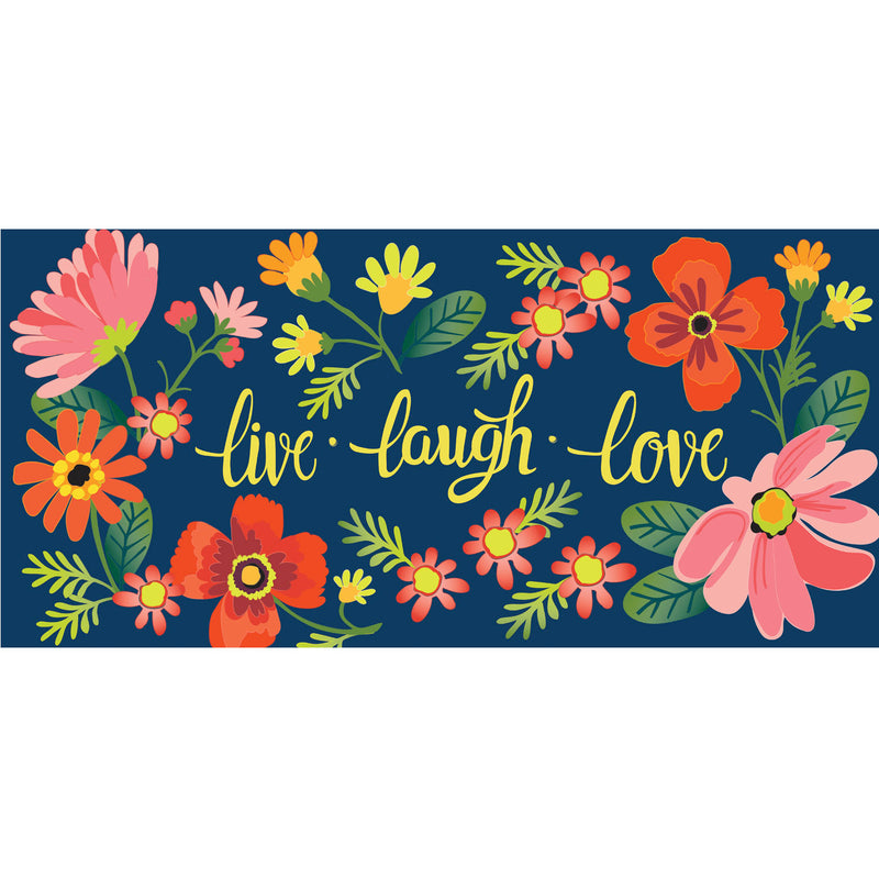 Evergreen Floormat,Live Laugh Love Floral Sassafras Switch Mat,0.2x22x10 Inches