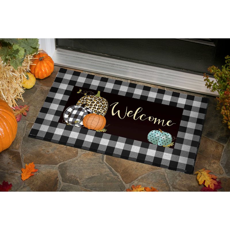 Evergreen Floormat,Mixed Print Pumpkins Sassafras Switch Mat,22x0.2x10 Inches