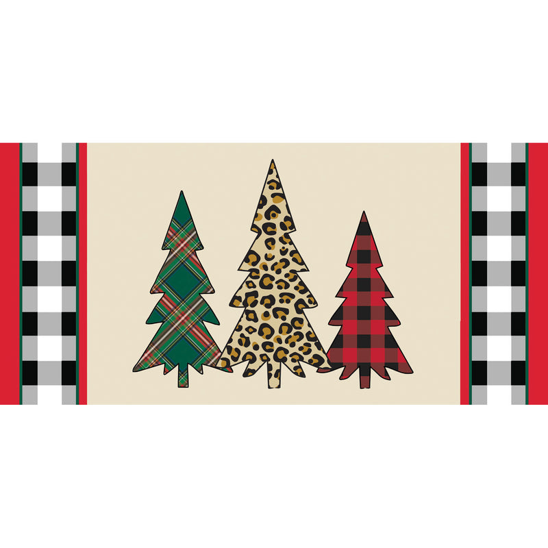 Evergreen Floormat,Mixed Print Christmas Trees Sassafras Switch Mat,0.2x22x10 Inches