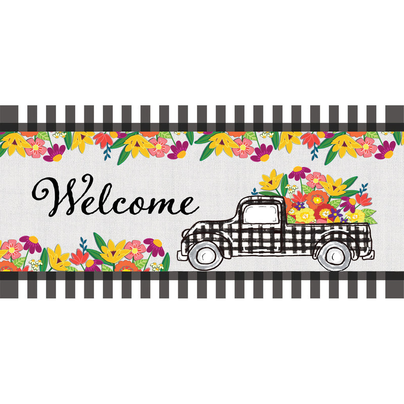 Evergreen Floormat,Plaid Truck Floral Sassafras Switch Mat,22x0.25x10 Inches