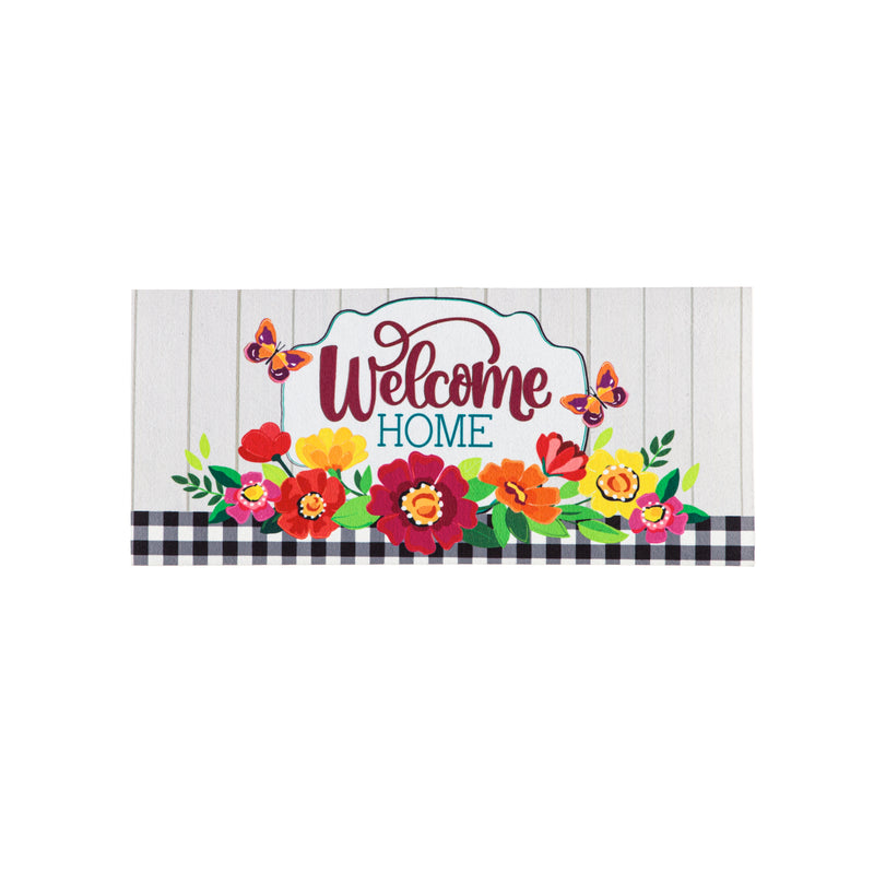 Evergreen Floormat,Summer Floral with Butterflies Sassafras Switch Mat,22x10x0.25 Inches