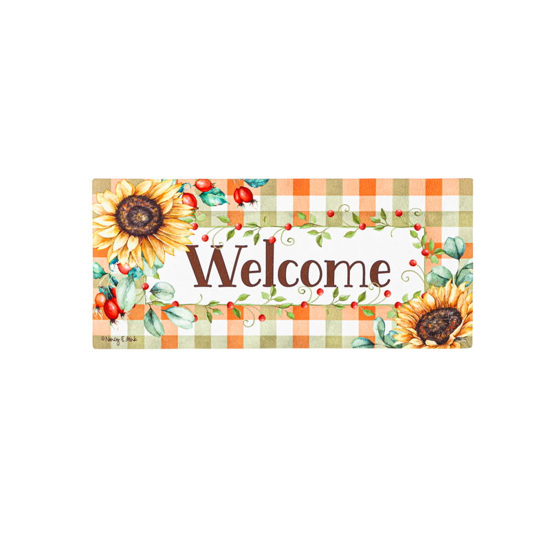 Evergreen Floormat,Farmhouse Fall Wreath Sassafras Switch Mat,22x0.25x10 Inches