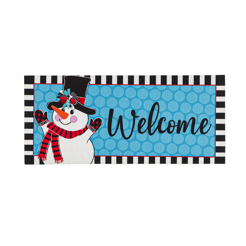 Evergreen Floormat,Patterned Snowman Sassafras Switch Mat,10x22x0.25 Inches