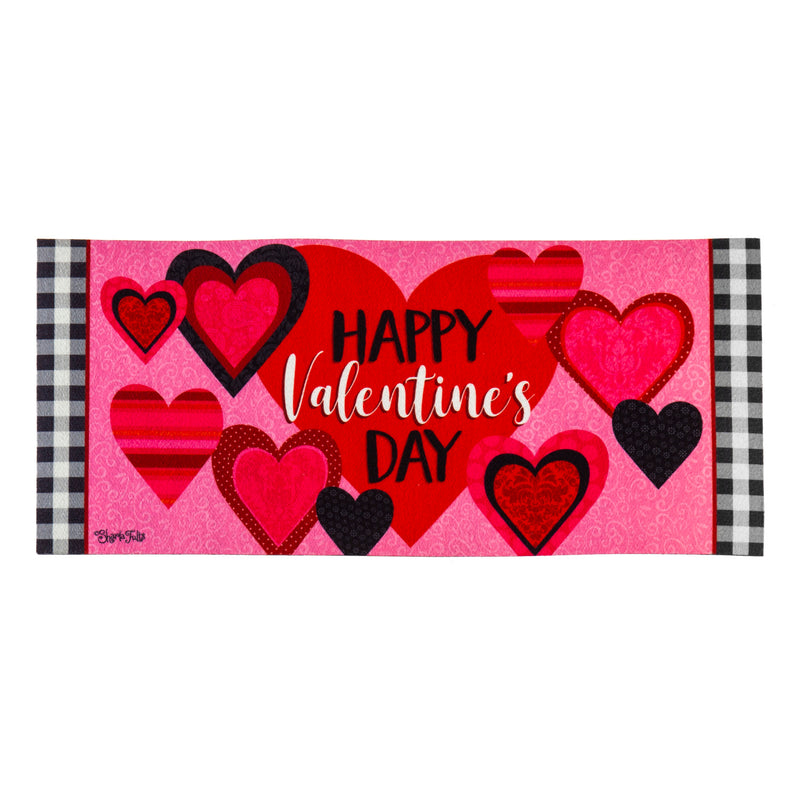 Evergreen Floormat,Patterned Valentine's Hearts Sassafras Switch Mat,0.25x22x10 Inches