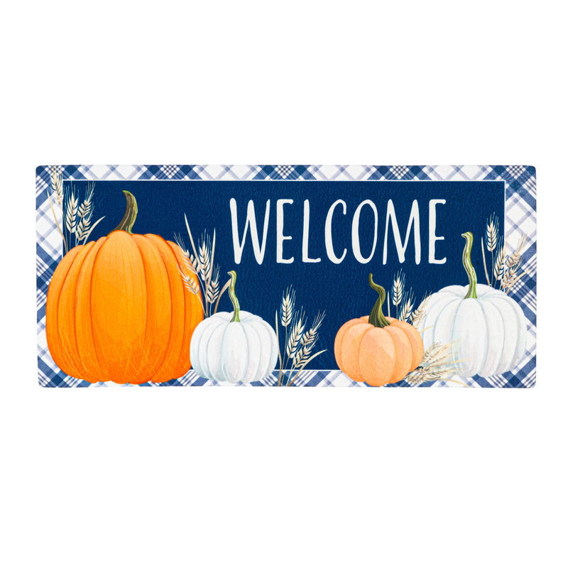 Evergreen Floormat,Plaid Pumpkins Sassafras Switch Mat,22x0.2x10 Inches