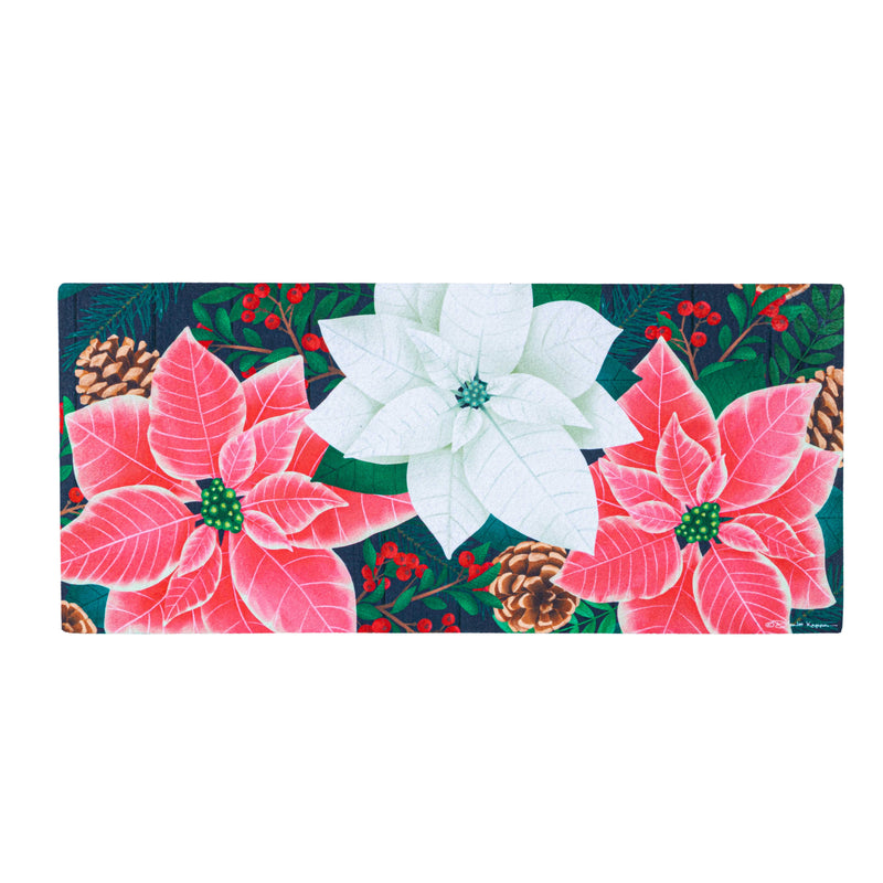 Evergreen Floormat,Winter Poinsettia Sassafras Switch Mat,0.2x22x10 Inches