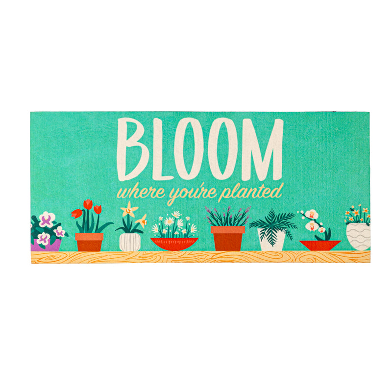 Evergreen Floormat,Bloom Where You Are Planted Sassafras Switch Mat,22x0.2x10 Inches