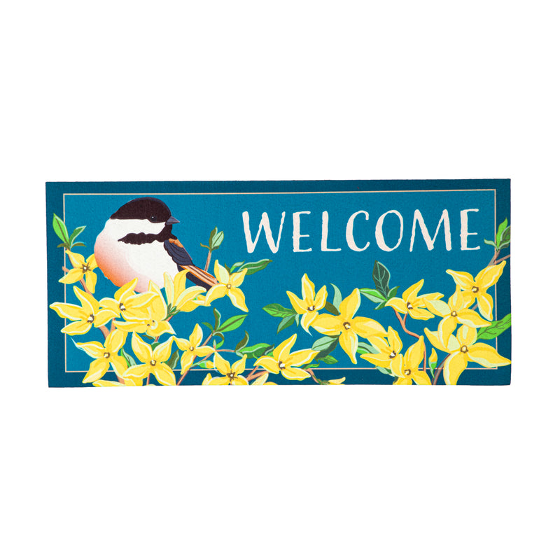 Evergreen Floormat,Forsythia and Chickadee Sassafras Switch Mat,0.25x22x10 Inches