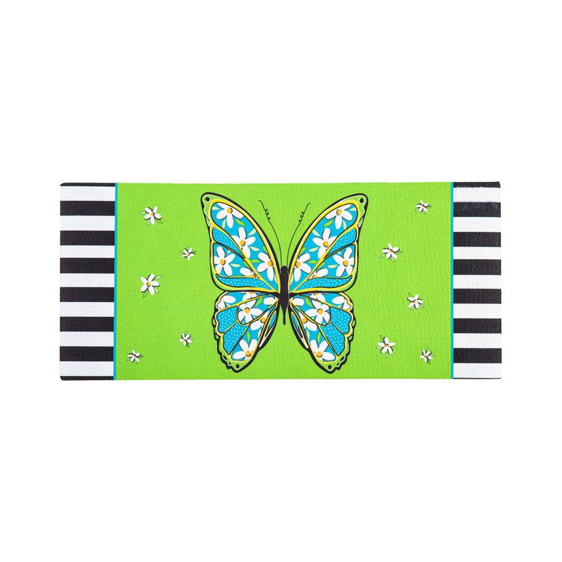 Evergreen Floormat,Floral Butterfly Welcome Sassafras Switch Mat,0.2x22x10 Inches