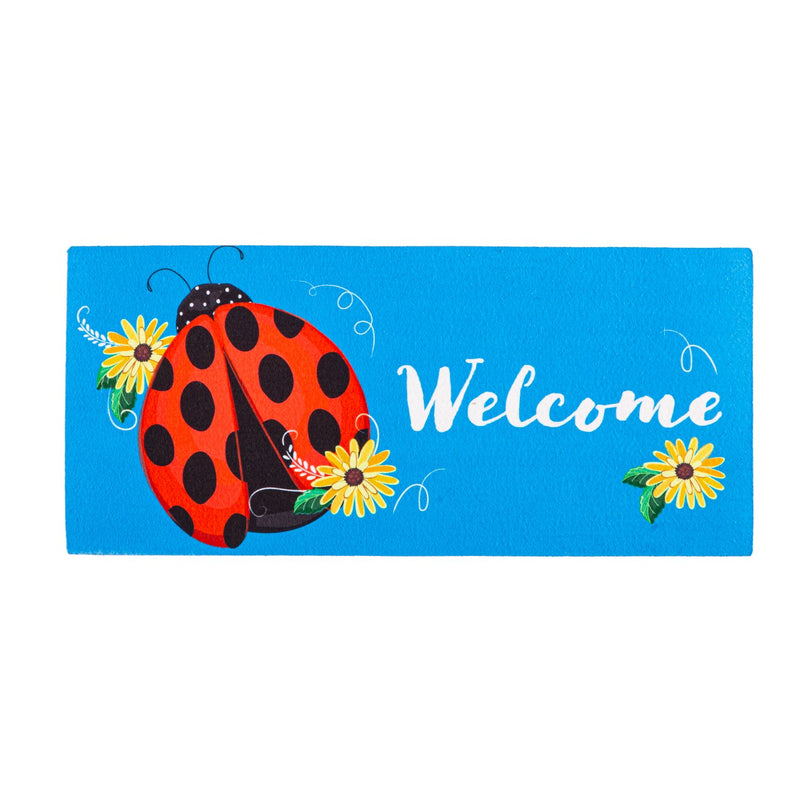 Evergreen Floormat,Ladybug Welcome Sassafras Switch Mat,0.25x22x10 Inches