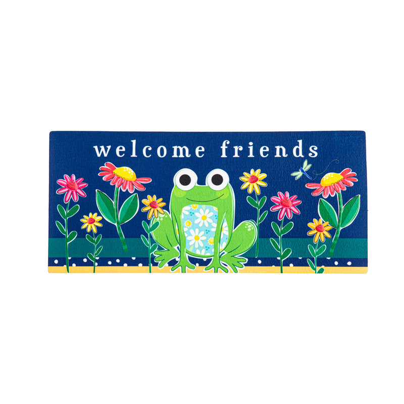Evergreen Floormat,Welcome Friends Frog Sassafras Switch Mat,0.25x22x10 Inches