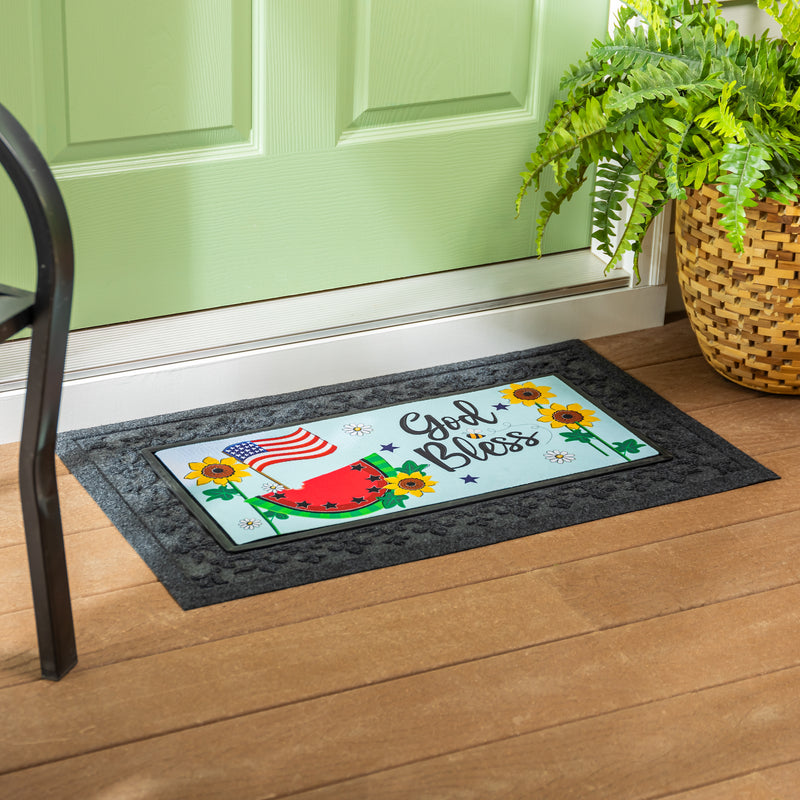 Evergreen Floormat,God Bless Patriotic Sassafras Switch Mat,0.25x22x10 Inches