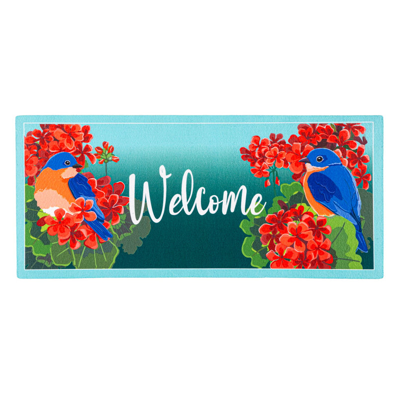 Evergreen Floormat,Bluebird in Red Geraniums Sassafras Switch Mat,0.2x22x10 Inches