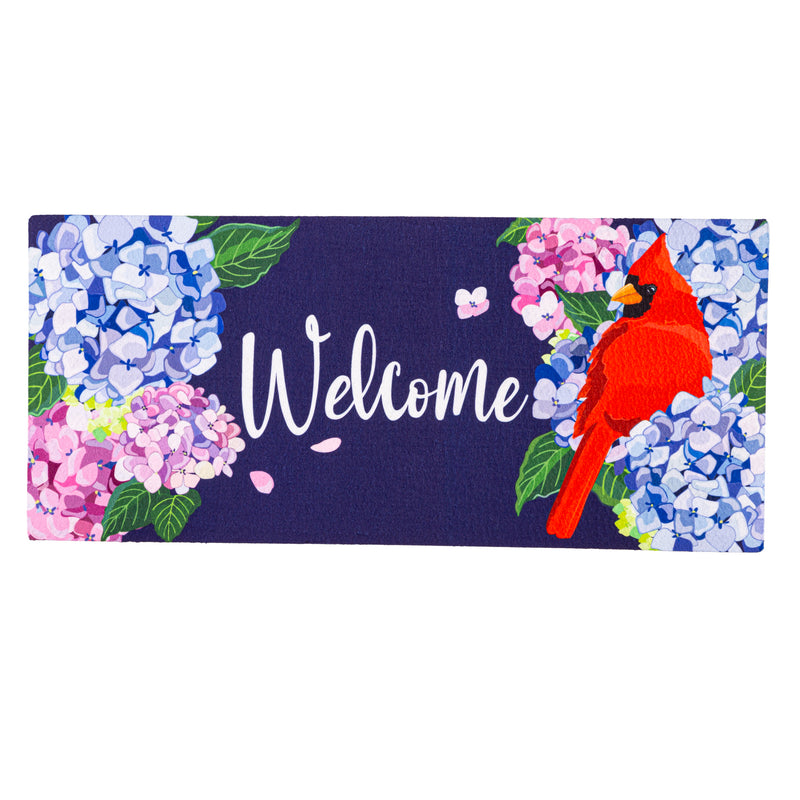 Evergreen Floormat,Red Cardinal and Hydrangeas Sassafras Switch Mat,0.25x22x10 Inches