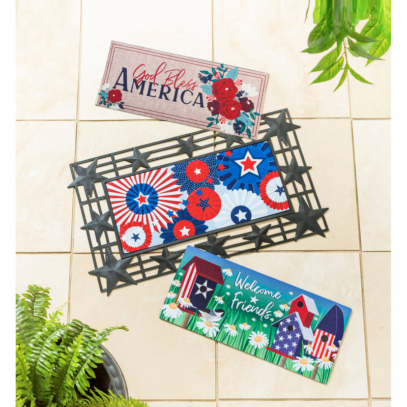 Patriotic Floral God Bless America Sassafras Switch Mat
