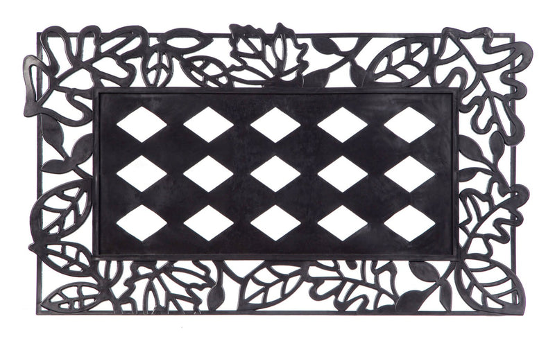 Evergreen Black Leaves Decorative Mat Tray, 18 x 30