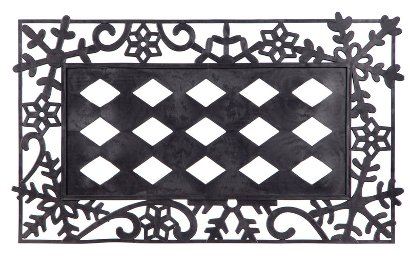 Evergreen Floormat,Sassafras Decorative Mat Tray Snowflakes Black 18x30,32.08x18.5x0.28 Inches