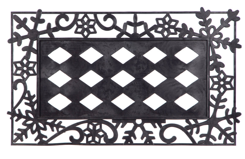 Sassafras Decorative Mat Tray Snowflakes Black 18x30