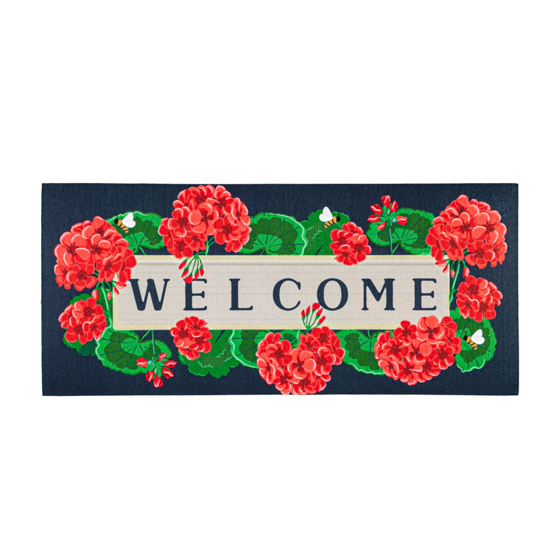 Evergreen Floormat,Geraniums Welcome Textured Sassafras Switch Mat,22x0.25x10 Inches