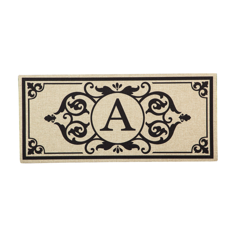 Evergreen Floormat,Cambridge Monogram Burlap Sassafras Switch Mat, Letter A,0.2x22x10 Inches