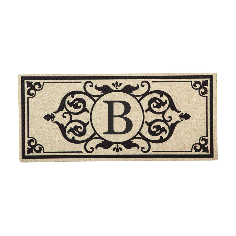 Evergreen Floormat,Cambridge Monogram Burlap Sassafras Switch Mat, Letter B,0.2x22x10 Inches