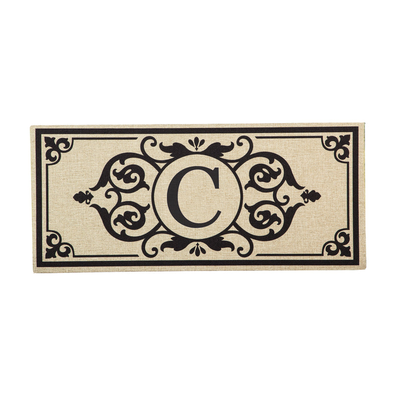 Cambridge Monogram Burlap Sassafras Switch Mat, Letter C
