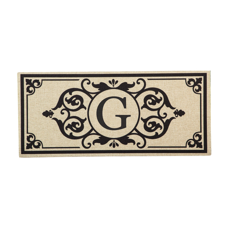 Evergreen Floormat,Cambridge Monogram Burlap Sassafras Switch Mat, Letter G,0.2x22x10 Inches