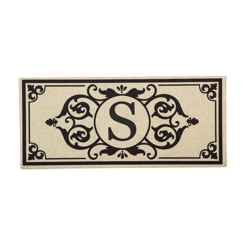 Evergreen Floormat,Cambridge Monogram Burlap Sassafras Switch Mat, Letter S,0.2x22x10 Inches