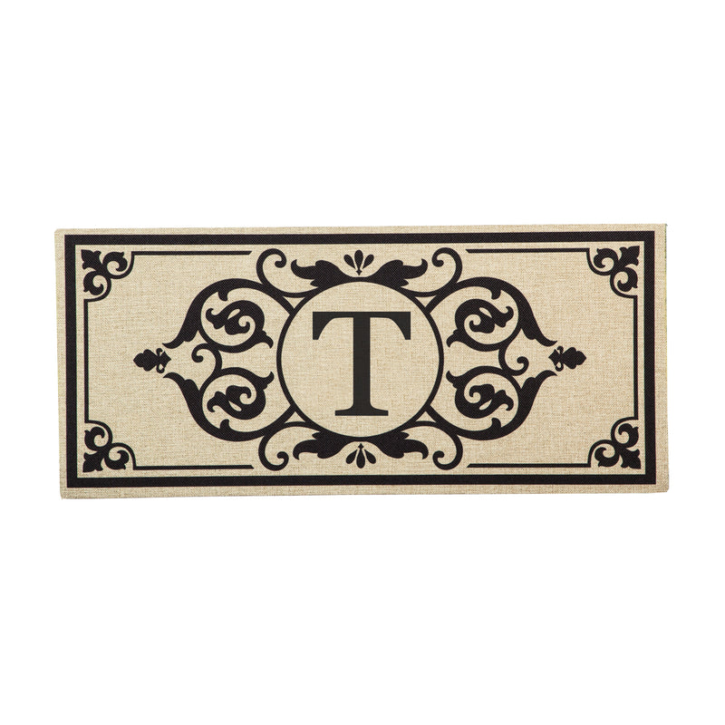 Cambridge Monogram Burlap Sassafras Switch Mat, Letter T