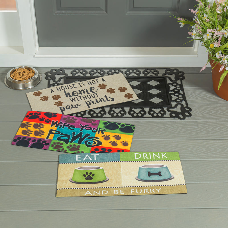 Evergreen Floormat,A House is Not a Home Without Paw Prints Burlap Sassafras Switch Mat,0.2x22x10 Inches