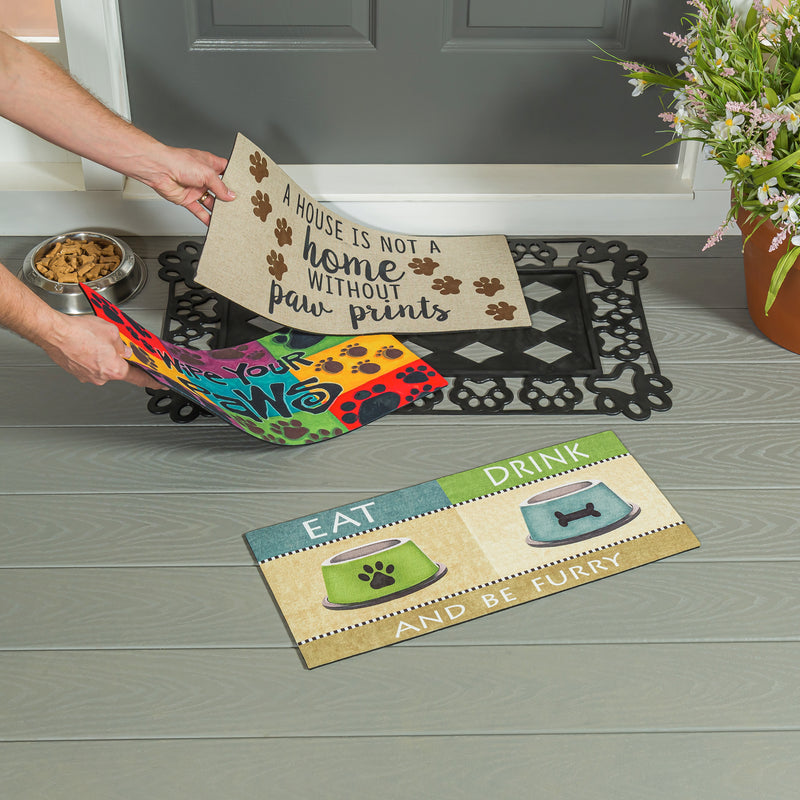 Evergreen Floormat,A House is Not a Home Without Paw Prints Burlap Sassafras Switch Mat,0.2x22x10 Inches