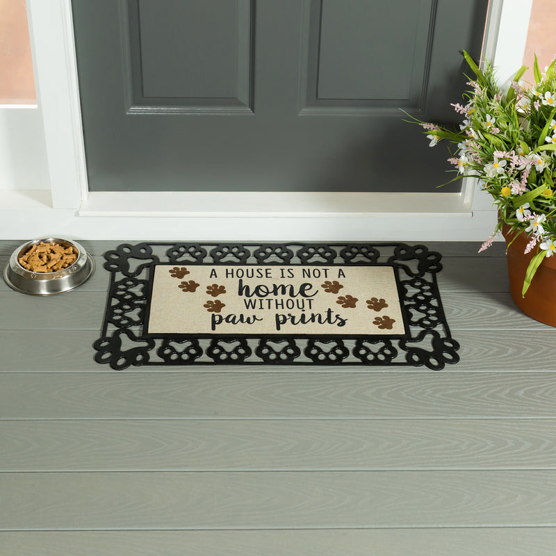 Evergreen Floormat,A House is Not a Home Without Paw Prints Burlap Sassafras Switch Mat,0.2x22x10 Inches