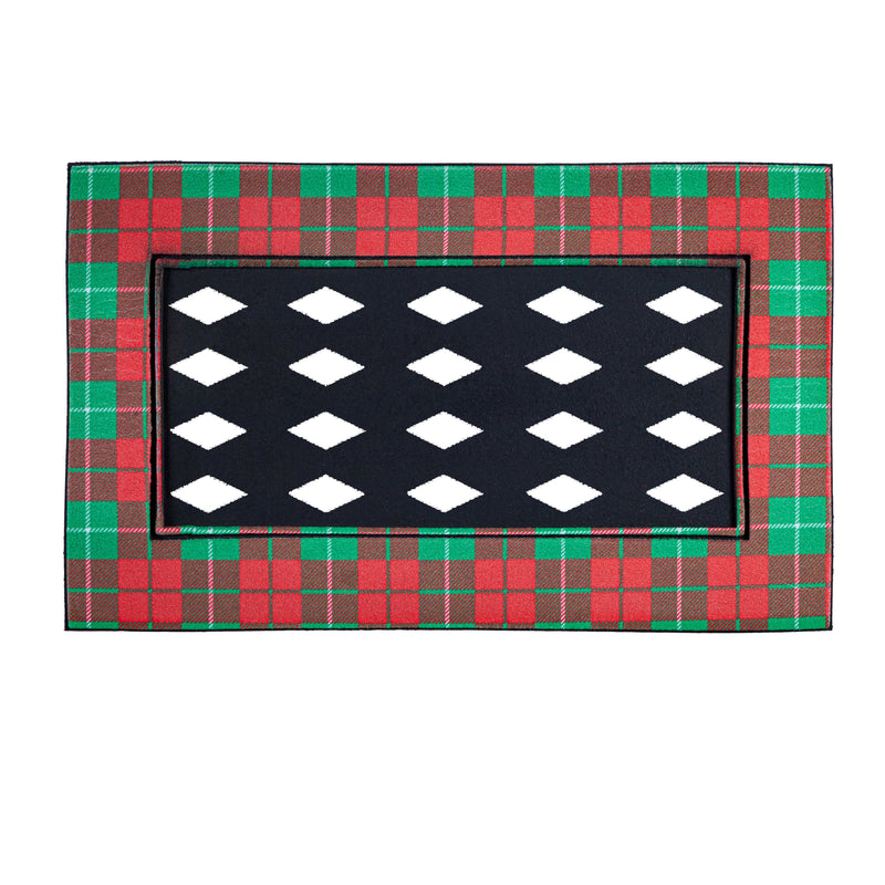 Christmas Plaid Flocked Sassafras Mat Tray