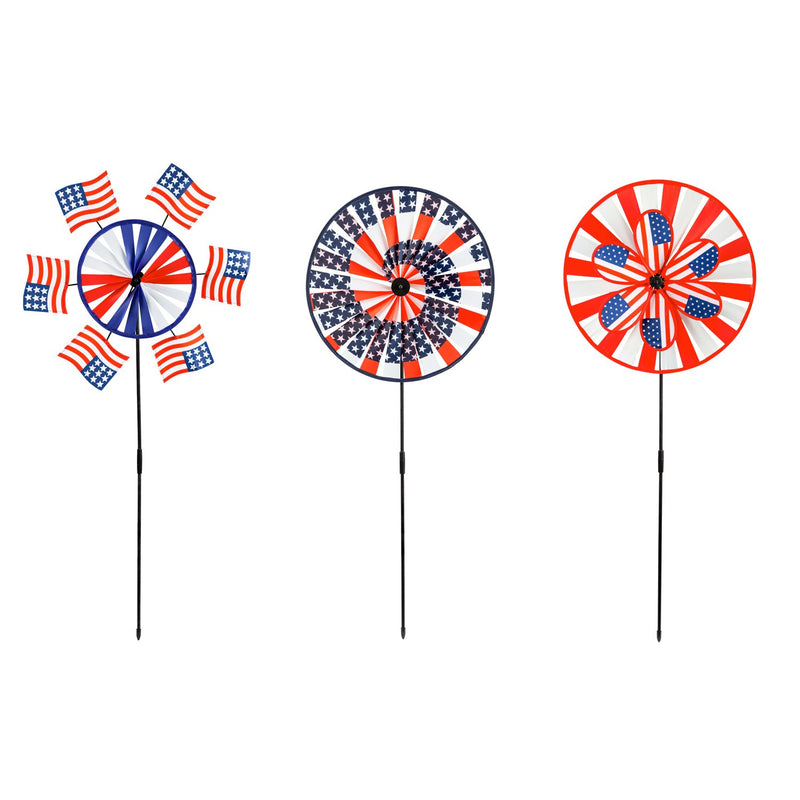 Americana Pinwheel Spinner, 3 Assorted,18.5"x37.5"x3.5"inches