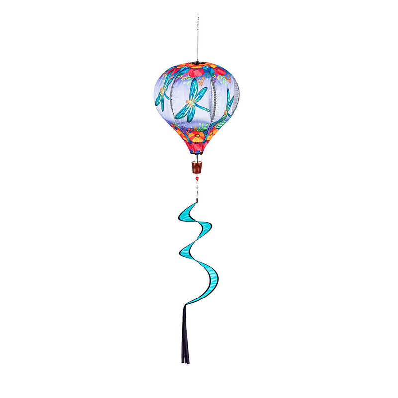 Evergreen Ballon Spinner,Fluttering Dragonfly Burlap Animated Balloon Spinner,15x15x55 Inches